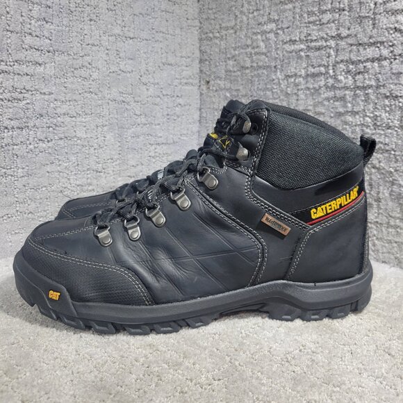 Caterpillar Threshold Mens Size 13M Black Leather Waterproof Steel Toe Work Boot - Picture 4 of 11